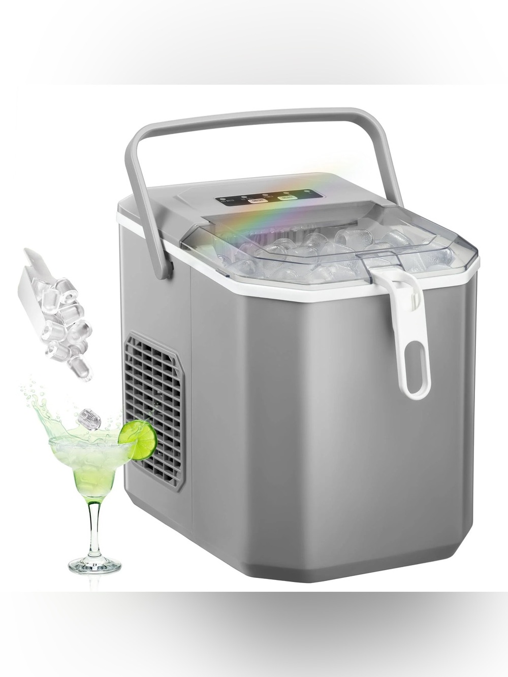 Portable Gray Ice Maker with Handle